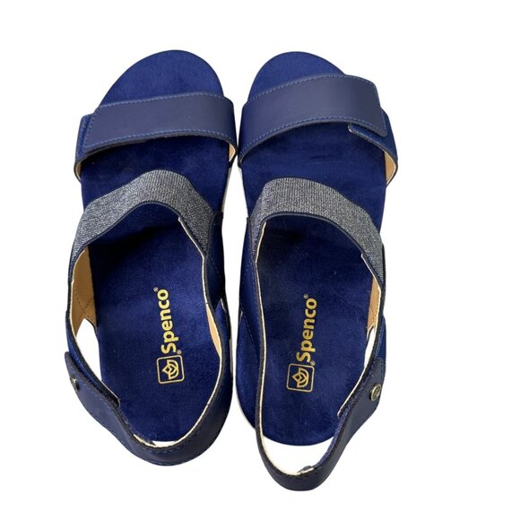 Spenco Sanabel Sandals Womens 8 Blue Suede Orthotic Adjustable Strappy Comfort - Picture 7 of 11